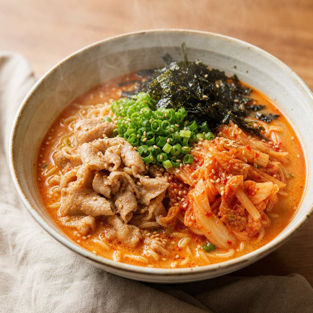 袋麺で作る旨辛キムチ豚骨ラーメン