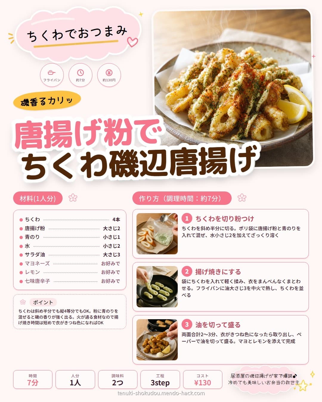 唐揚げ粉でちくわの磯辺唐揚げ シェア用画像