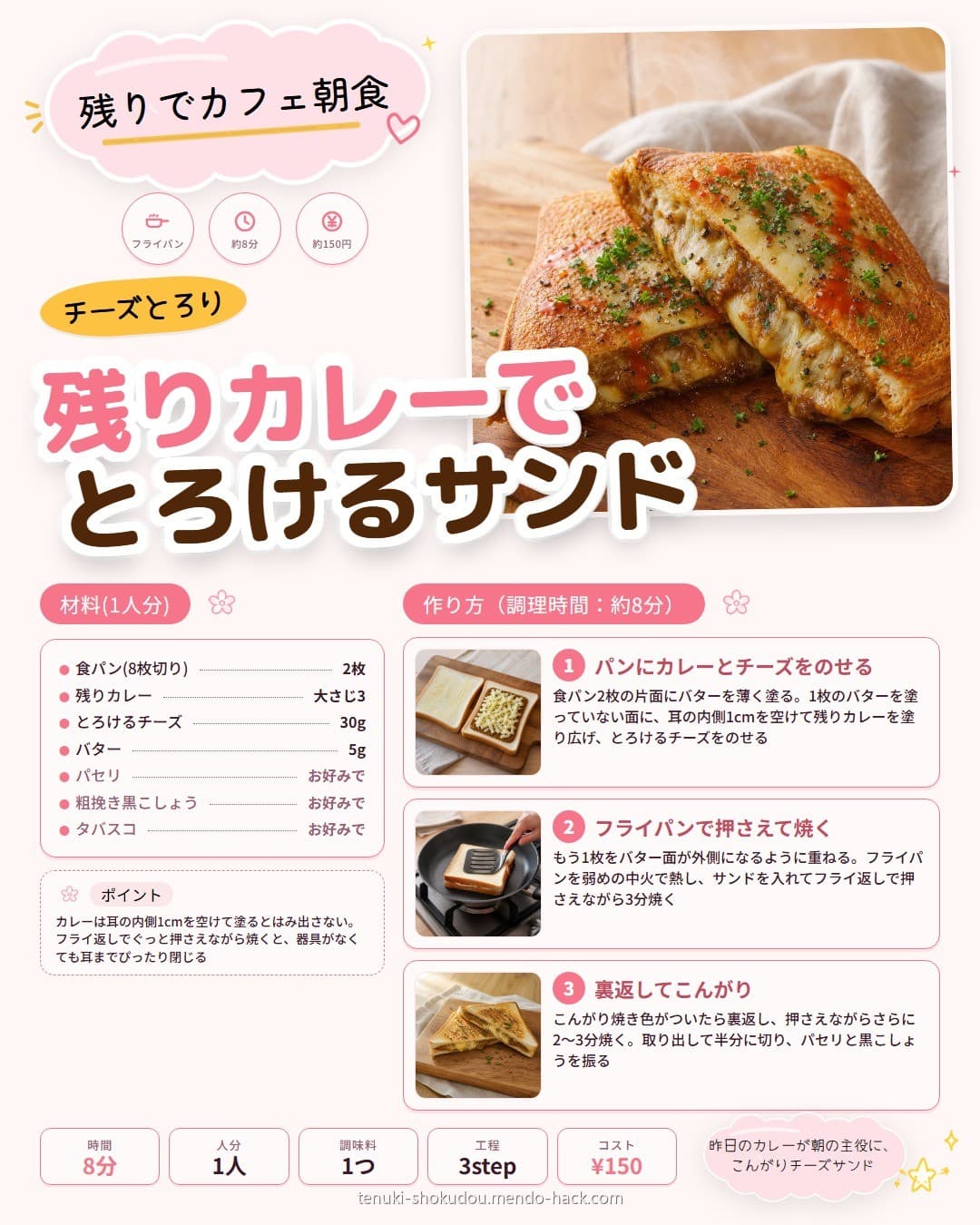 残りカレーのとろけるチーズホットサンド シェア用画像