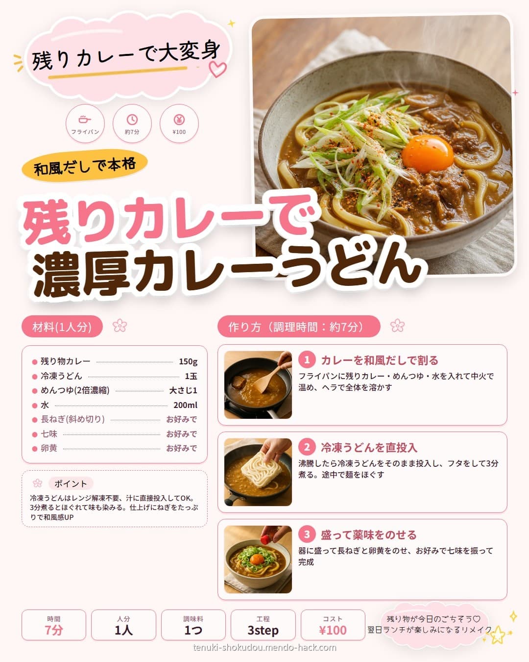 残りカレーで濃厚カレーうどん シェア用画像