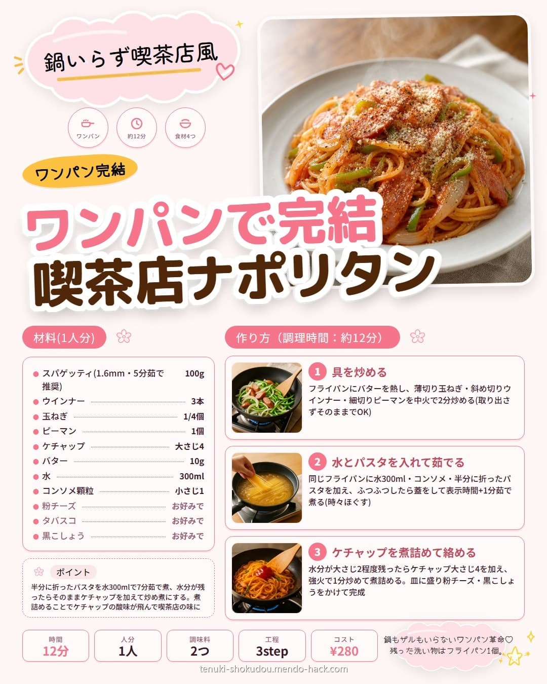 ワンパンで完結する喫茶店ナポリタン シェア用画像