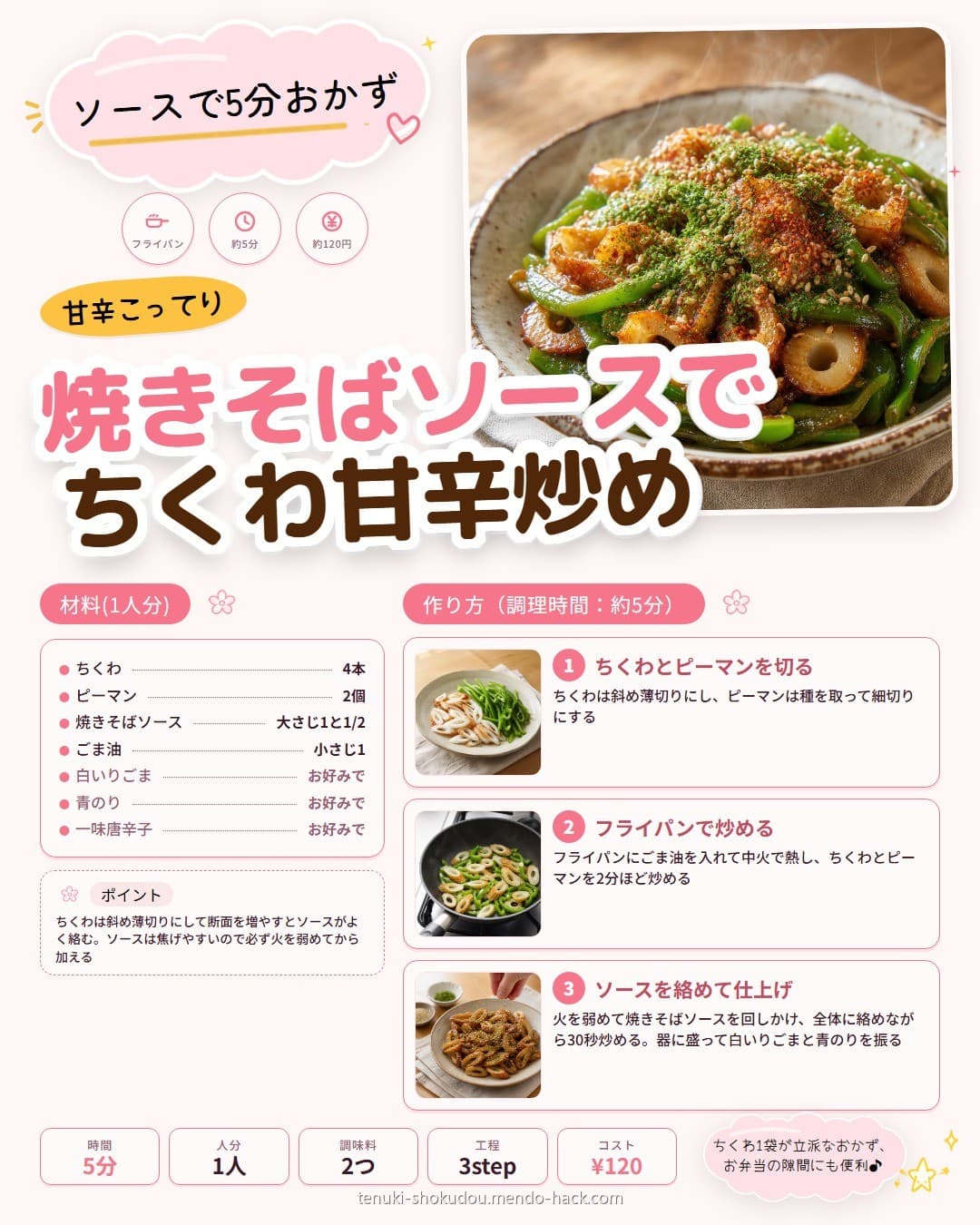 焼きそばソースでちくわの甘辛炒め シェア用画像