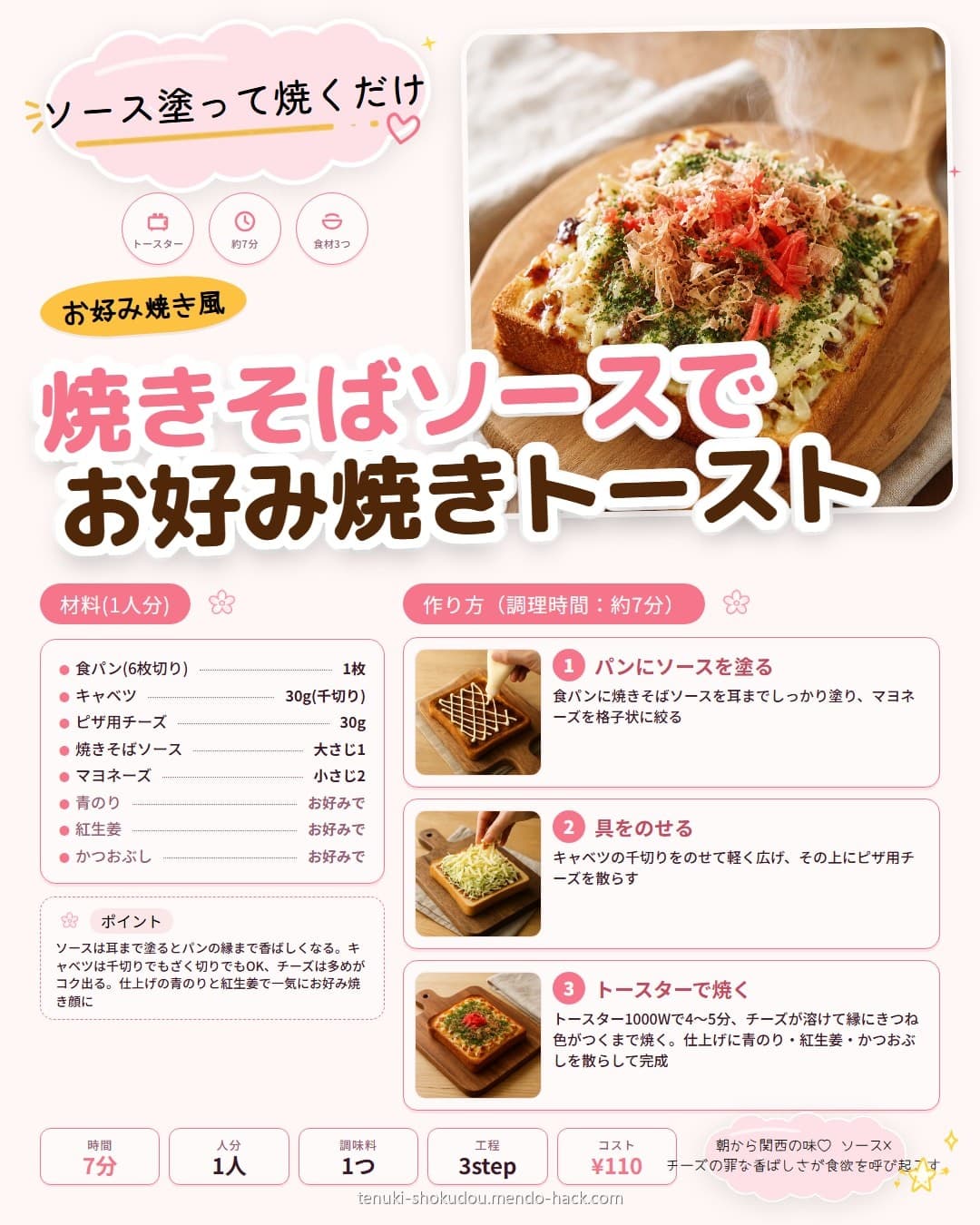 焼きそばソースでお好み焼きトースト シェア用画像