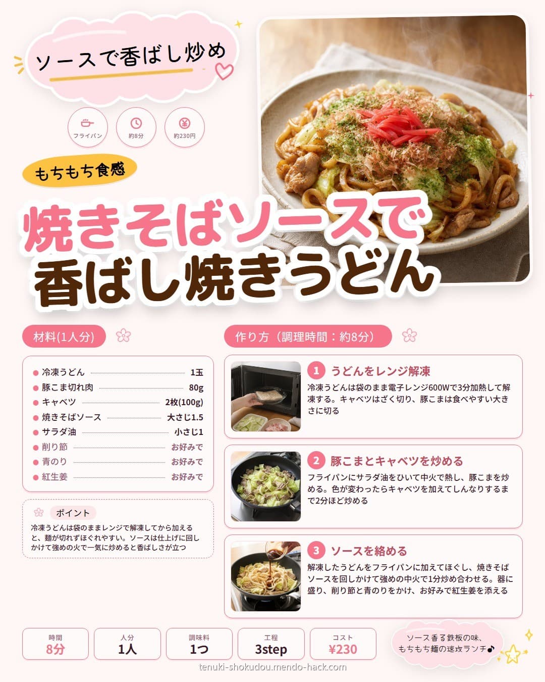 焼きそばソースで香ばし焼きうどん シェア用画像