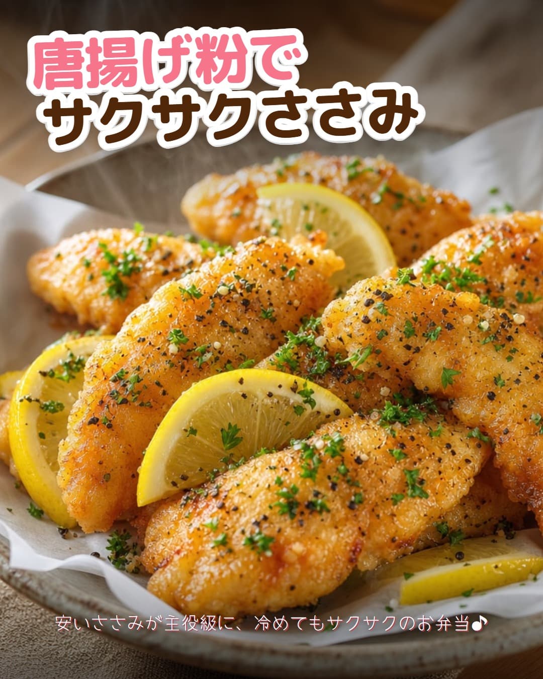 唐揚げ粉でサクサクささみ揚げ焼き