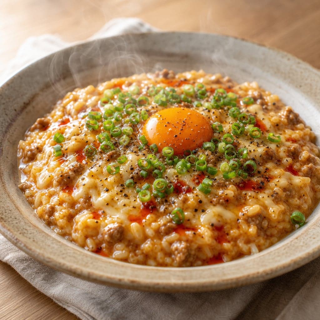 麻婆豆腐の素deチーズリゾット