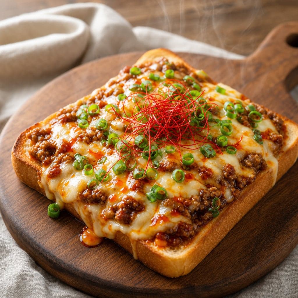 麻婆豆腐の素でとろけ麻婆チーズトースト
