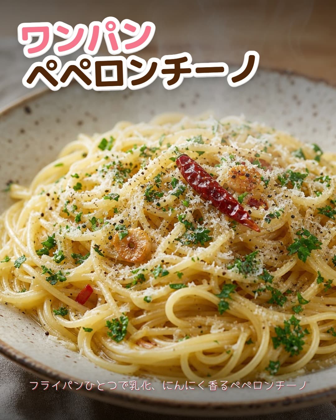 ワンパンにんにくペペロンチーノ