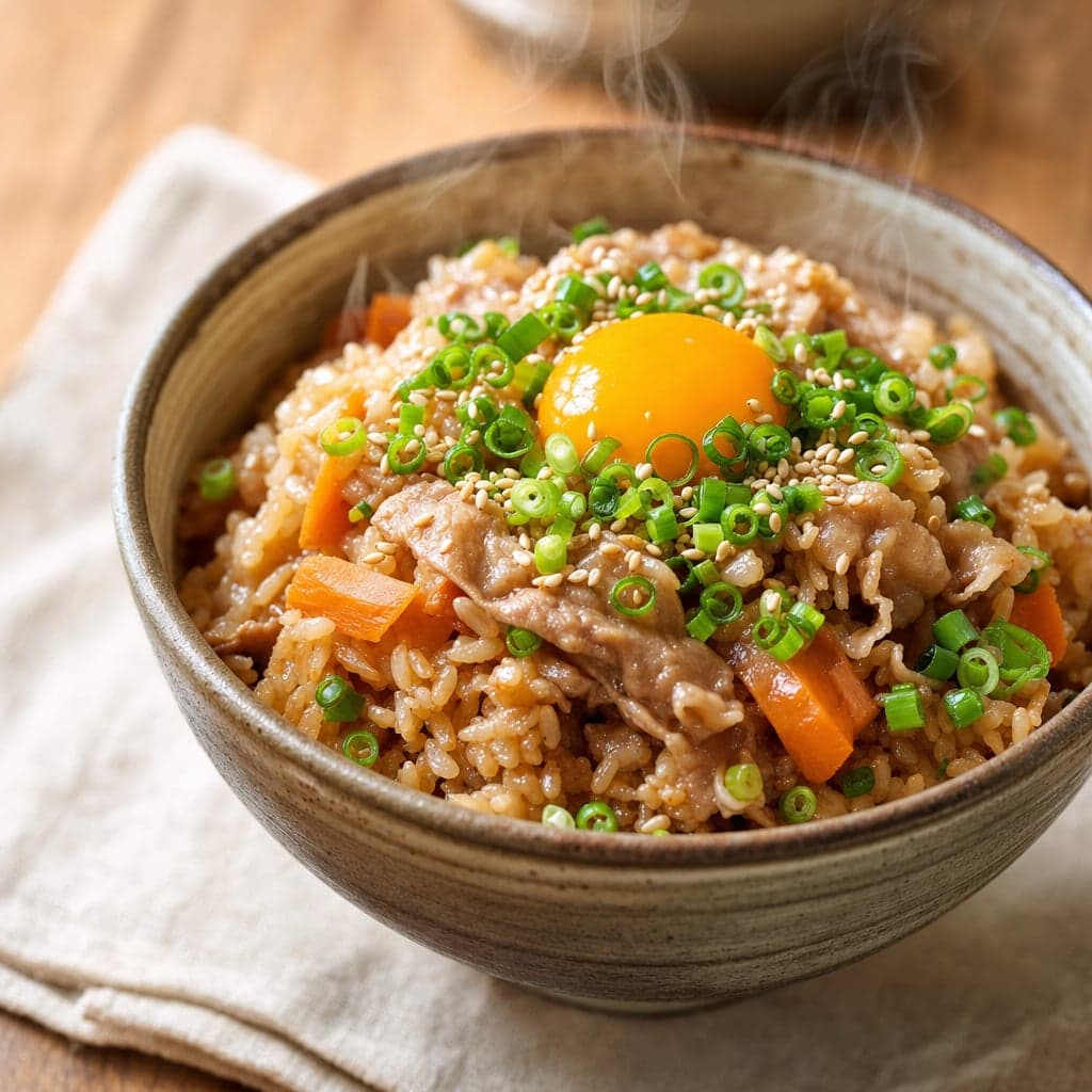 焼肉のたれで炊くスタミナ炊き込みご飯