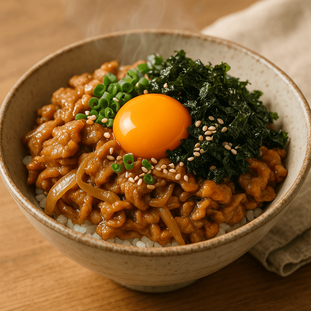 焼肉のたれユッケ風豚こま丼
