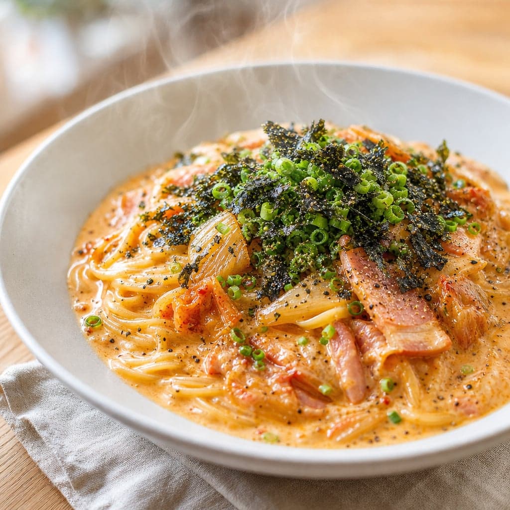 ワンパン旨辛キムチクリームパスタ